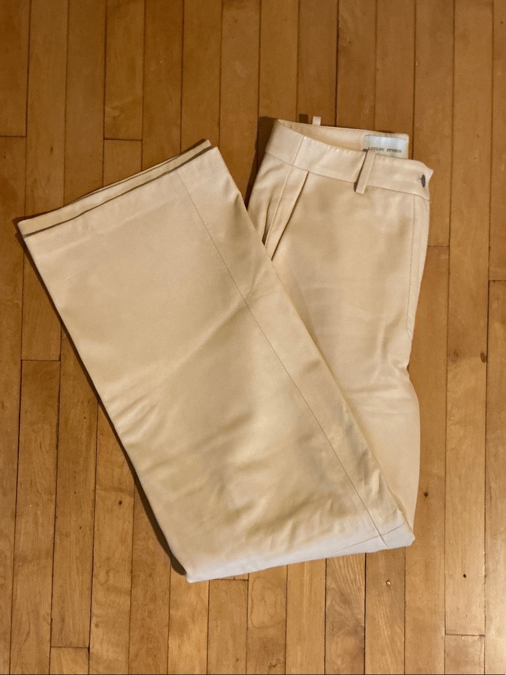 Loulou Studio Women's Butter Yellow Straight-Leg Leather Trousers
